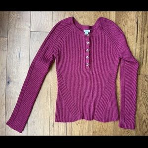 Sundance Scalloped Knit Maroon Sweater Size XS